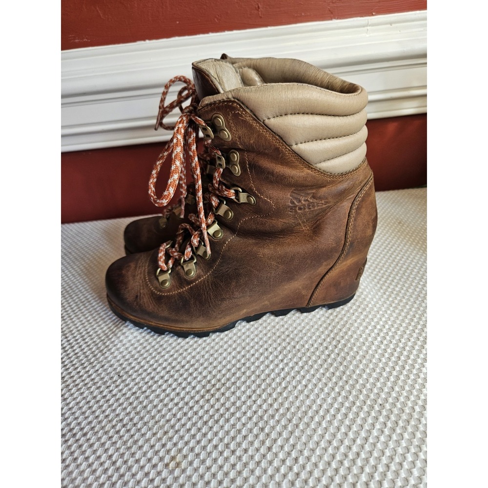 Sorel Conquest Wedge Elk/British Tan Classic Alpine Leather Booties Size 9 - Picture 5 of 7